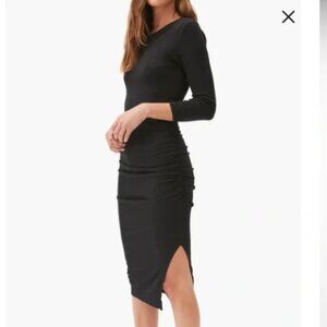 Michael Stars NWT Christina Ultra Rib 3/4 Sleeve‎ Midi Dress - Black